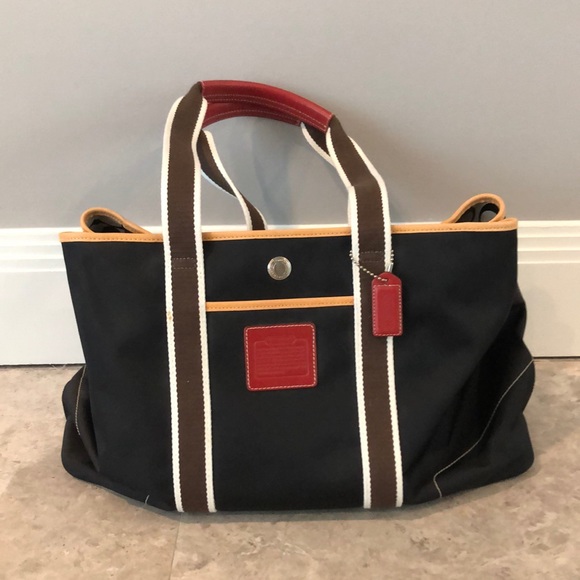 Coach Handbags - Coach Nylon Black Tore With Brown Straps